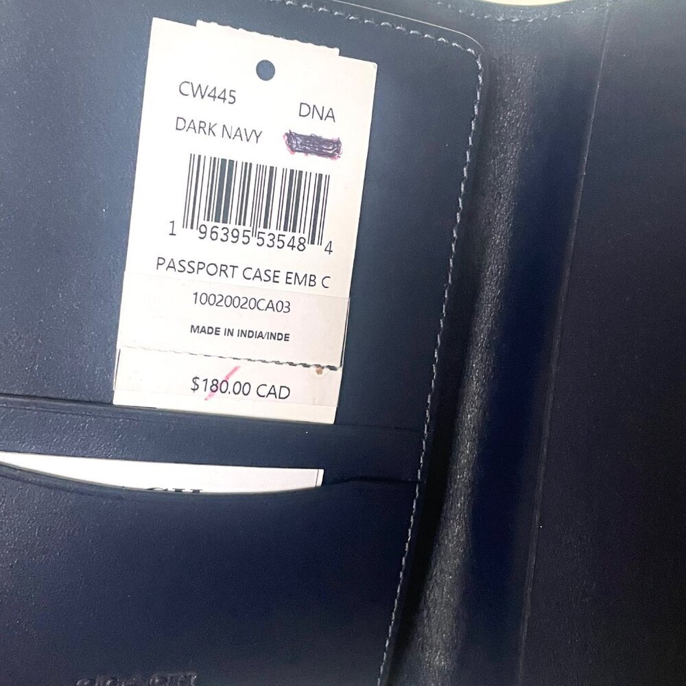 Coach Slim Passport Card Case Navy Blue Croc Leather CW445 - Picture 6 of 7